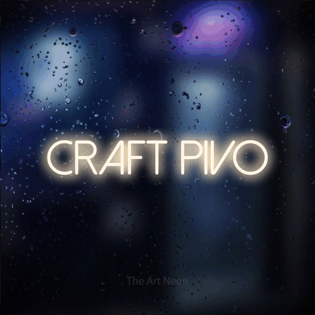 LED neon sign reading “CRAFT PIVO”, arranged in a single line.