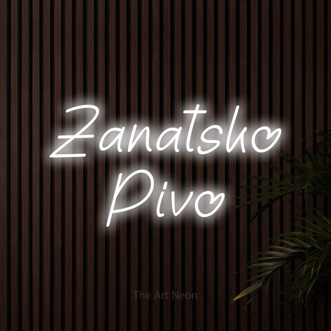 LED neon sign reading “Zanatsko Pivo”, arranged in two lines.