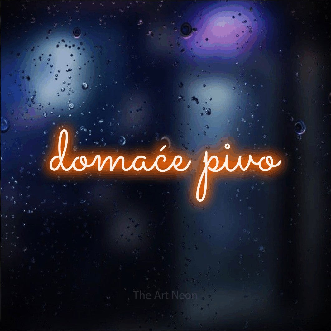 LED neon sign reading “domaće pivo”, arranged in a single line.