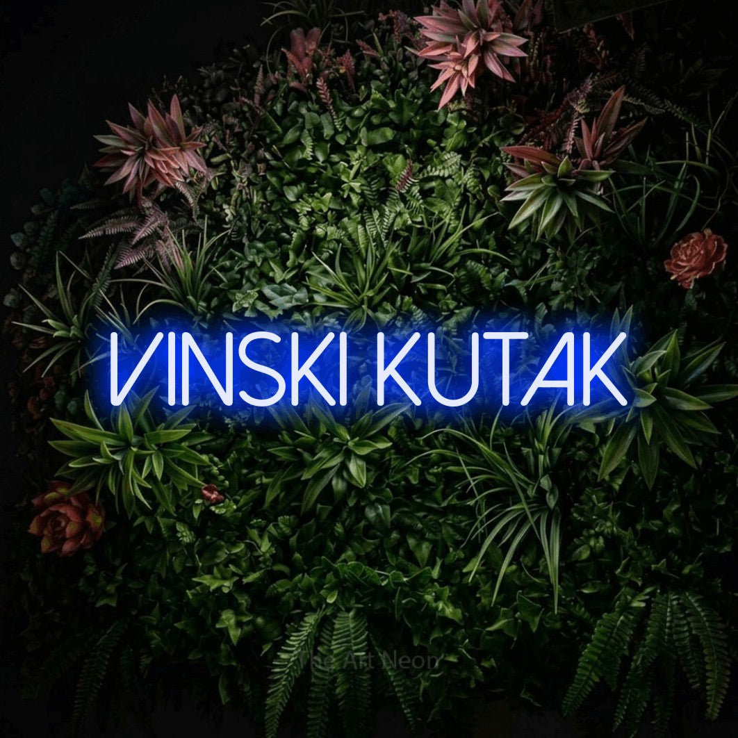 LED neon sign reading “VINSKI KUTAK”, arranged in a single line.