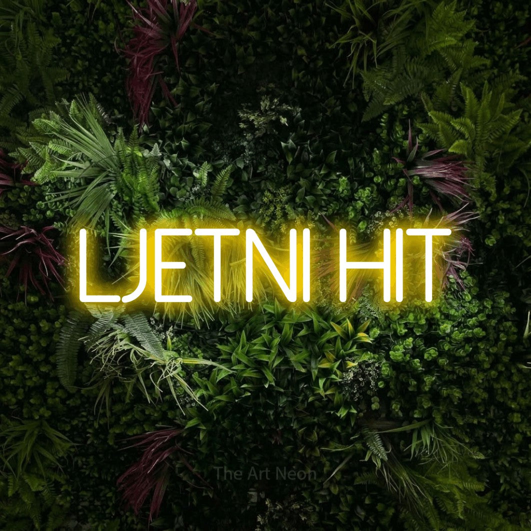 LED neon sign reading “ljetni hit”, arranged in a single line.