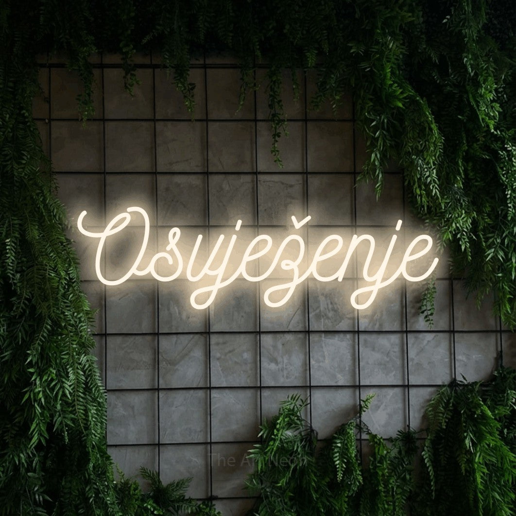 LED neon sign reading “Osvježenje”, arranged in a single line.