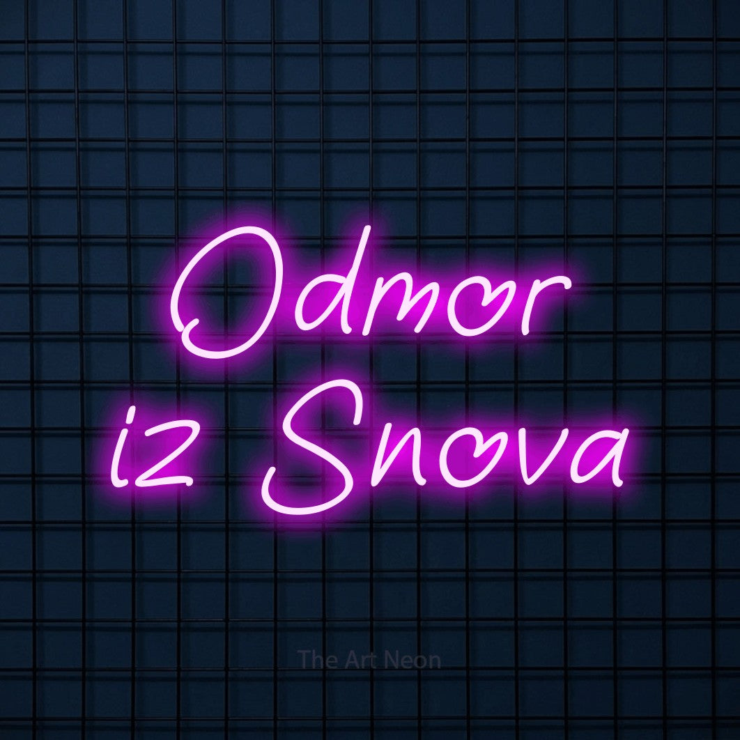 LED neon sign reading “Odmor iz Snova”, arranged in two lines.