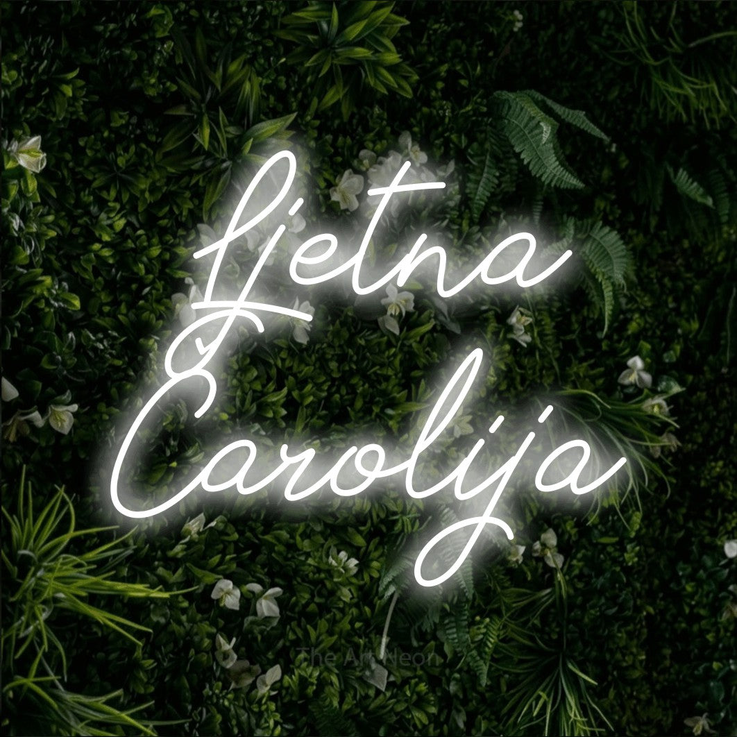 LED neon sign reading “Ljetna Čarolija”, arranged in two lines.