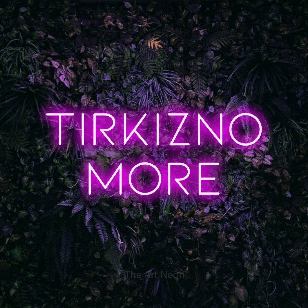 LED neon sign reading “Tirkizno More”, arranged in two lines.
