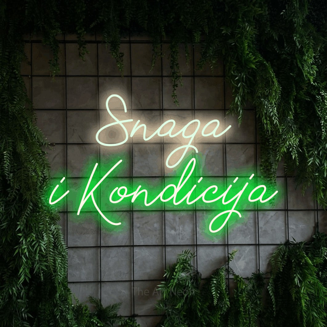 LED neon sign reading “Snaga i Kondicija”, arranged in two lines.