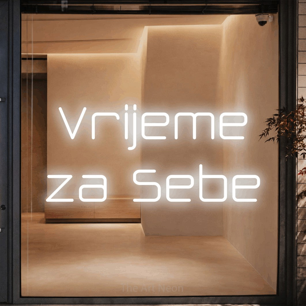 LED neon sign reading “Vrijeme za Sebe”, arranged in two lines.