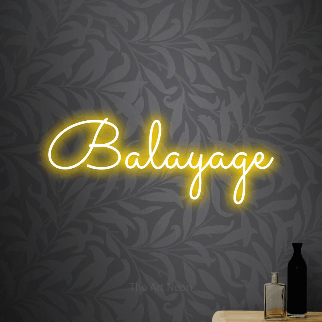 LED neon sign reading “Balayage”, arranged in a single line.