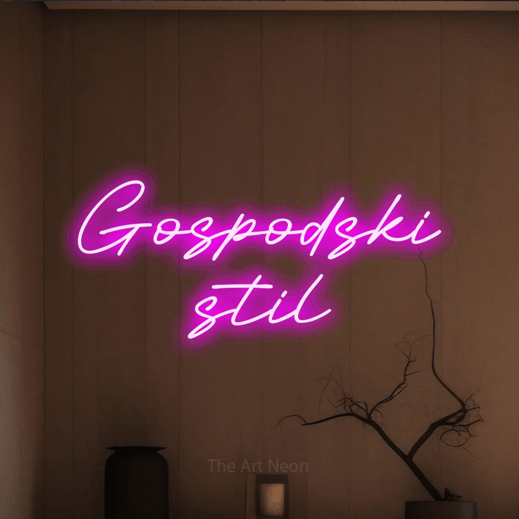LED neon sign reading “Gospodski stil”, arranged in two lines.
