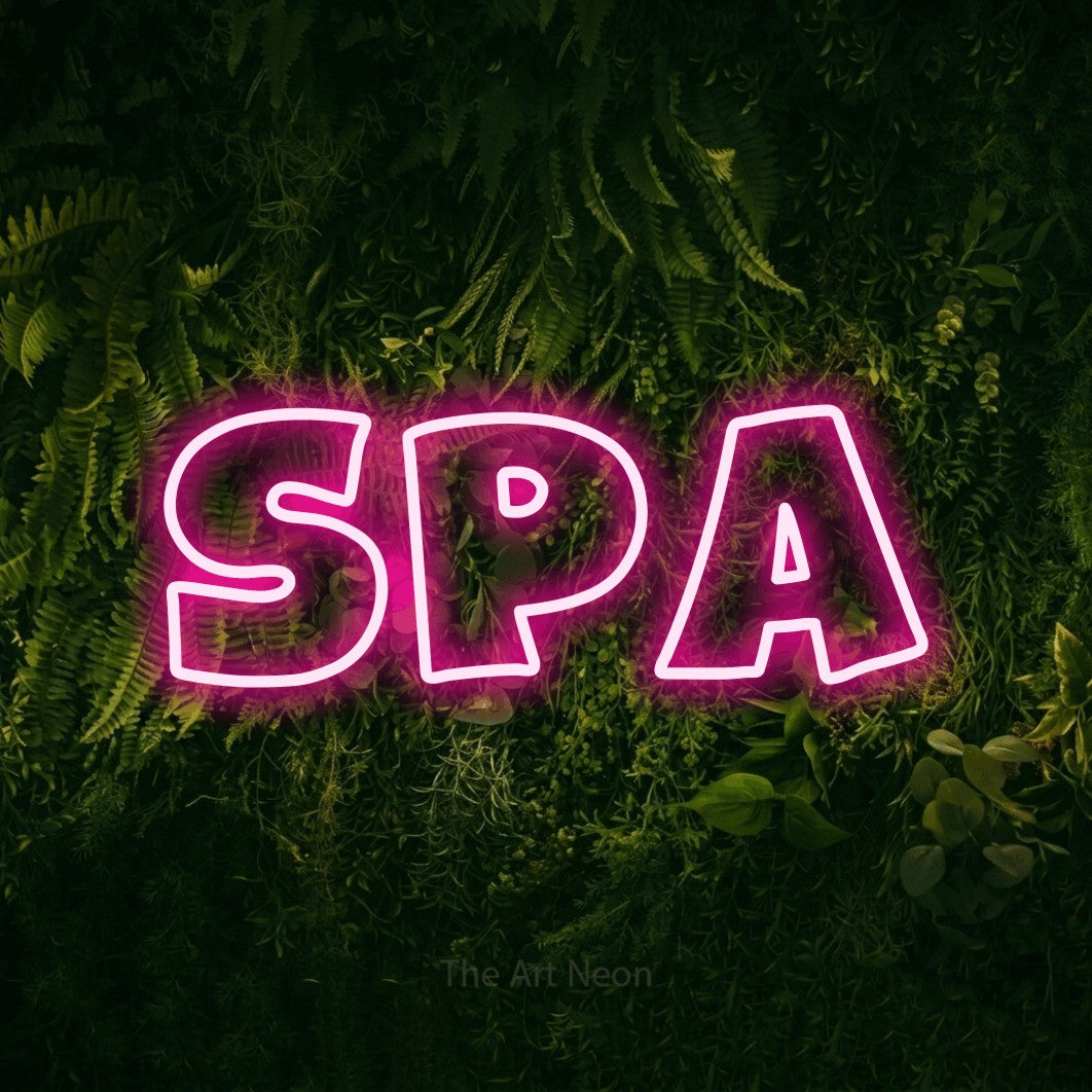 LED neon sign reading “Spa”, arranged in a single line.