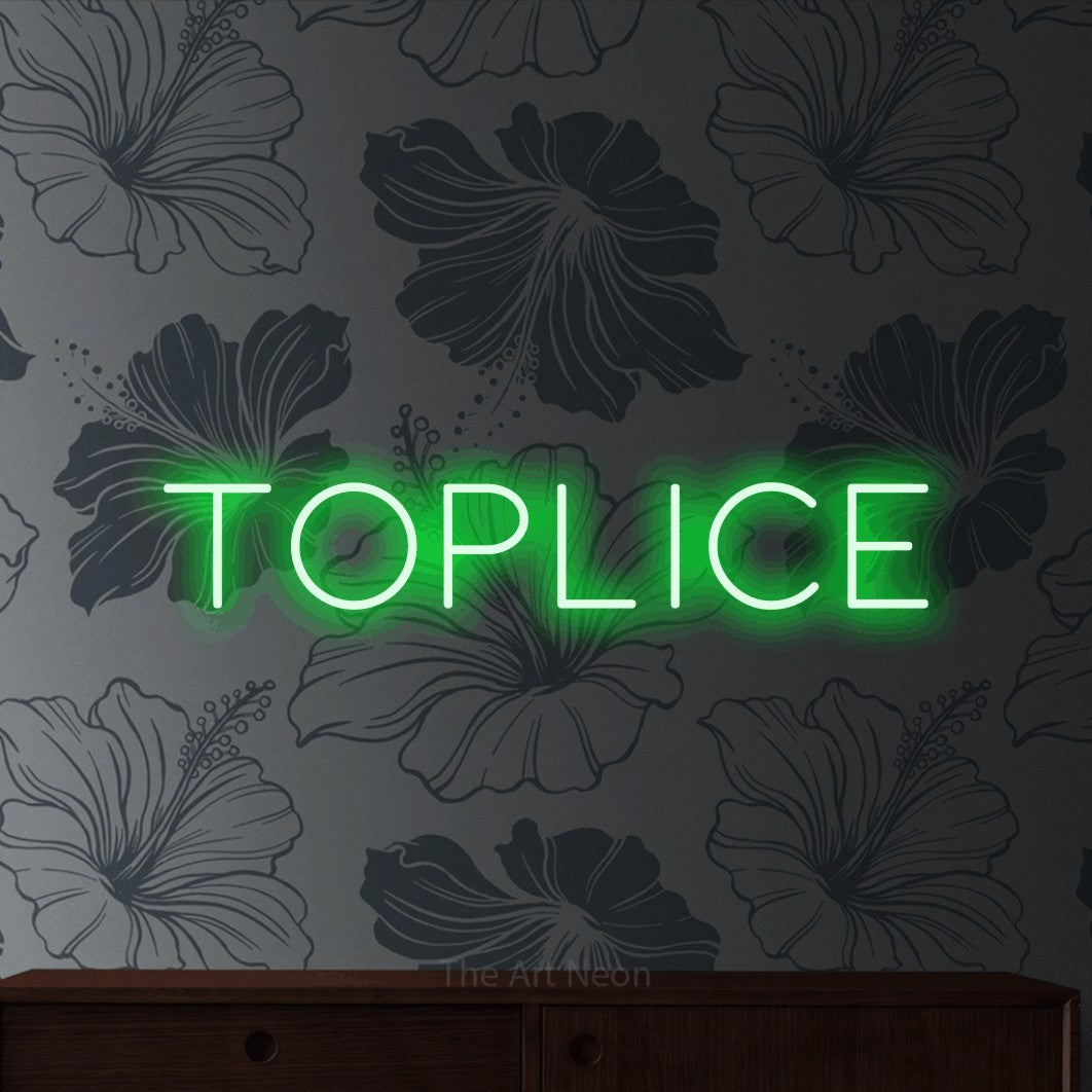 LED neon sign reading “Toplice”, arranged in a single line.