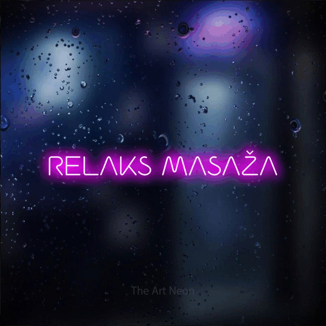 LED neon sign reading “RELAKS MASAŽA”, arranged in a single line.