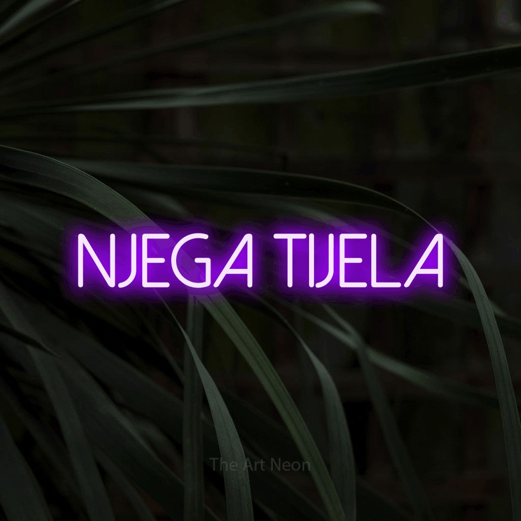 LED neon sign reading “NJEGA tijela”, arranged in a single line.