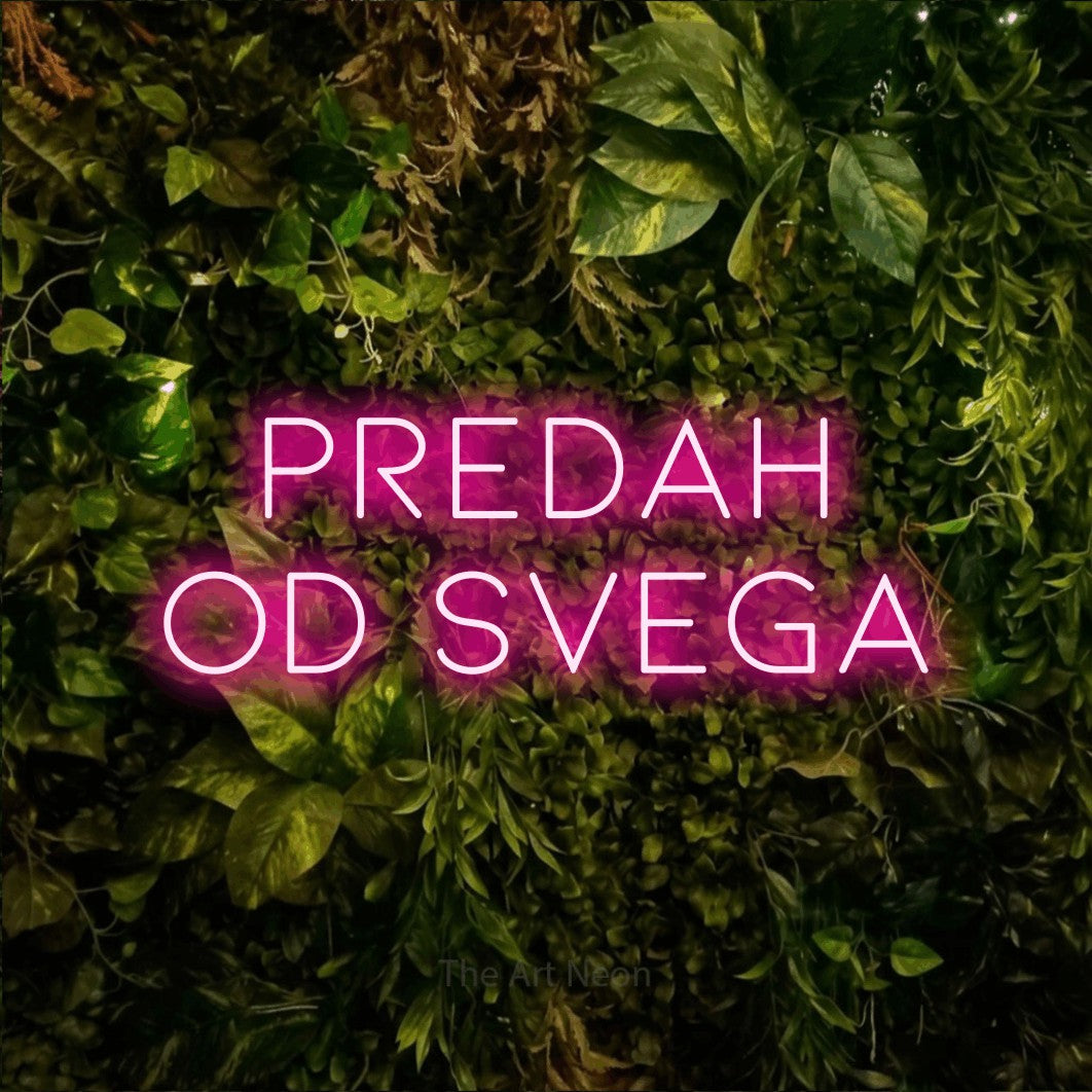 LED neon sign reading “predah od svega”, arranged in two lines.