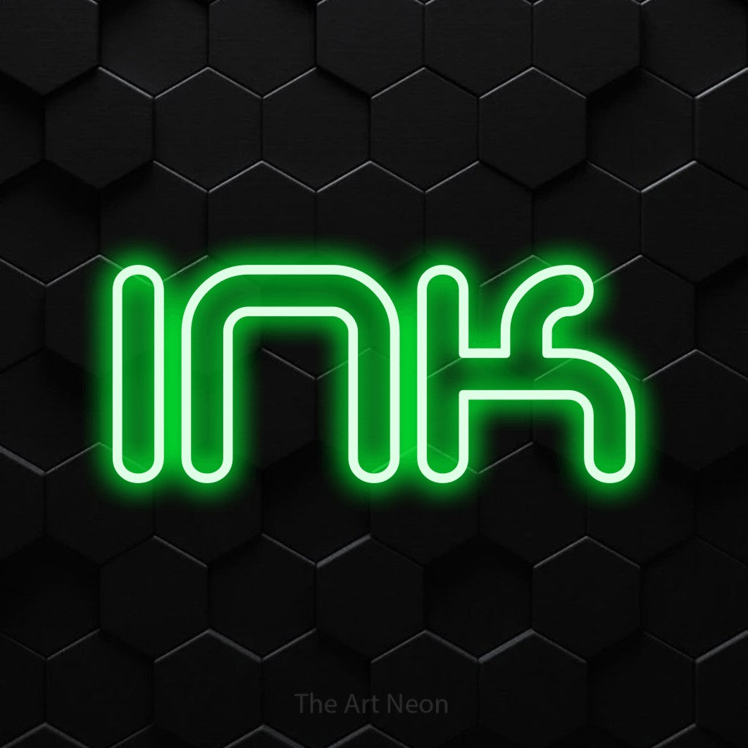 LED neon sign reading “Ink”, arranged in a single line.