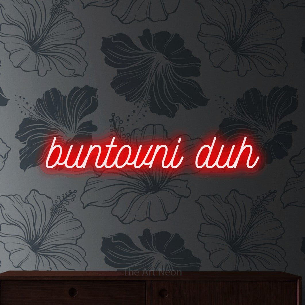 LED neon sign reading “buntovni duh”, arranged in a single line.