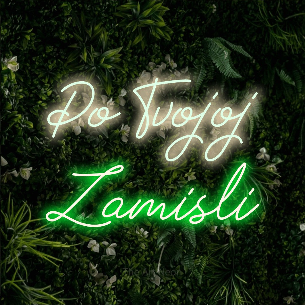 LED neon sign reading “Po Tvojoj Zamisli”, arranged in two lines.