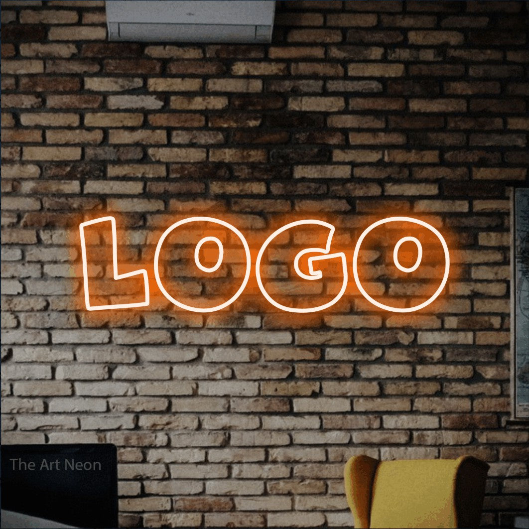 LED neon sign reading “LOGO”, arranged in a single line.