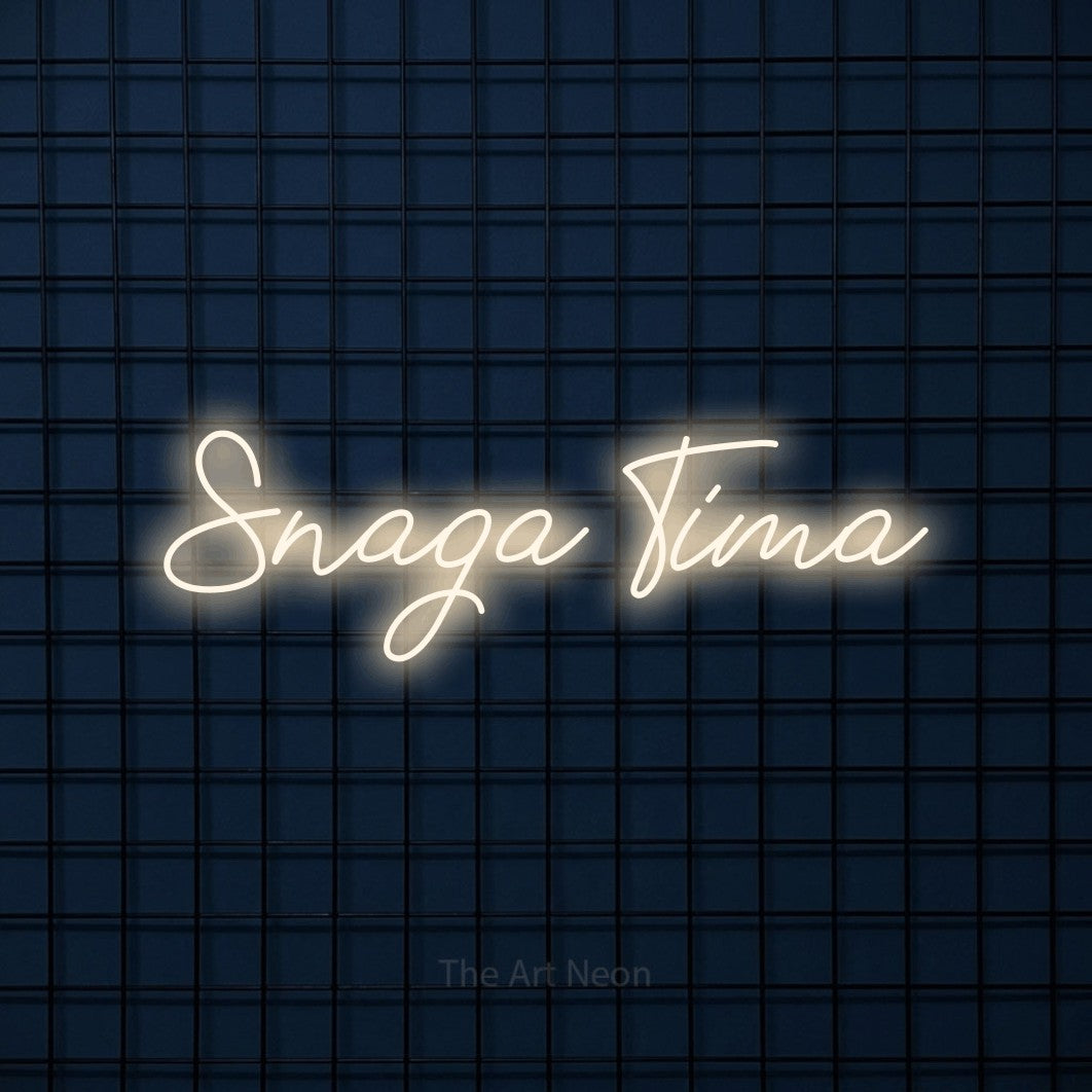 LED neon sign reading “Snaga Tima”, arranged in a single line.