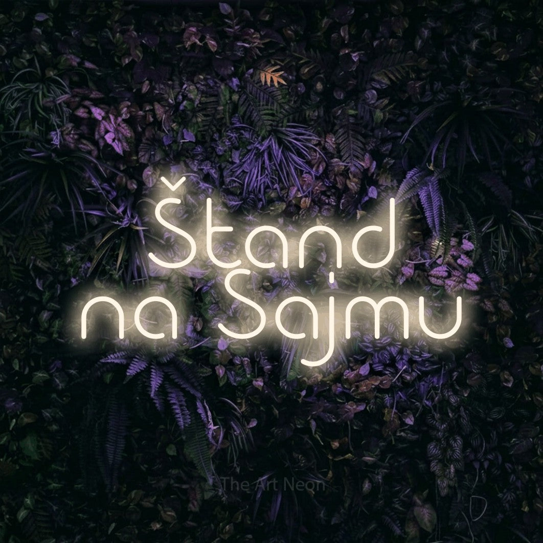 LED neon sign reading “Štand na Sajmu”, arranged in two lines.