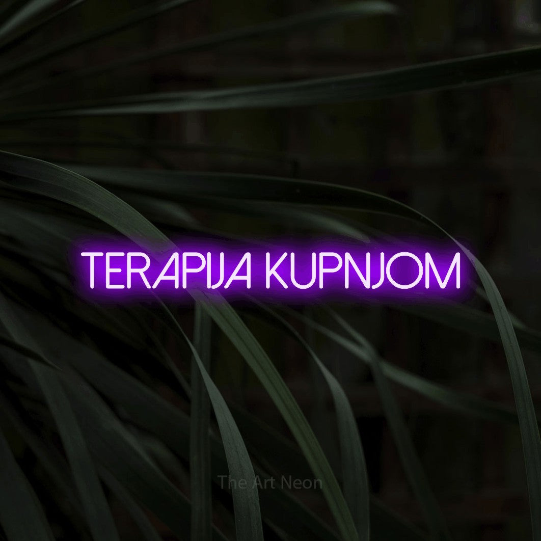 LED neon sign reading “TERAPIJA KUPNJOM”, arranged in a single line.