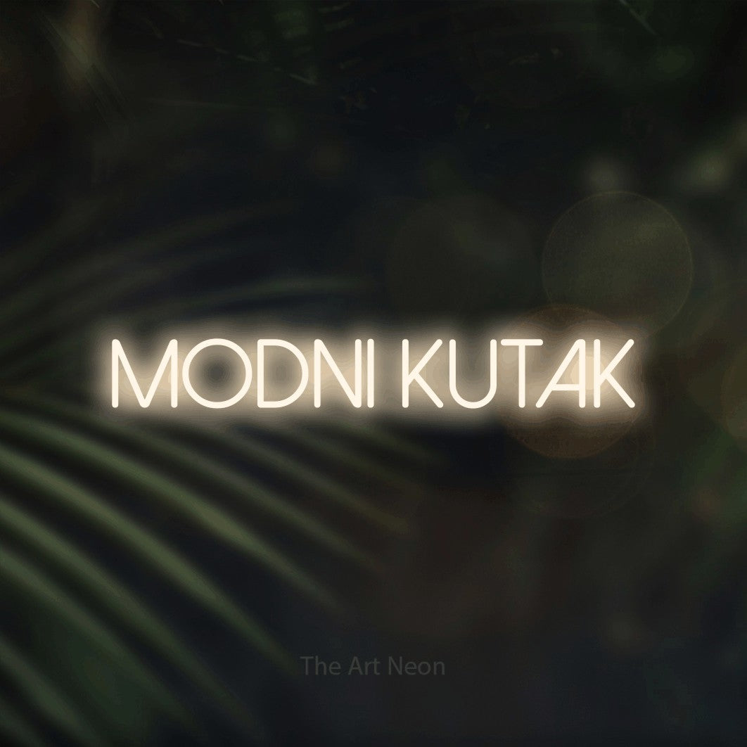 LED neon sign reading “MODNI KUTAK”, arranged in a single line.