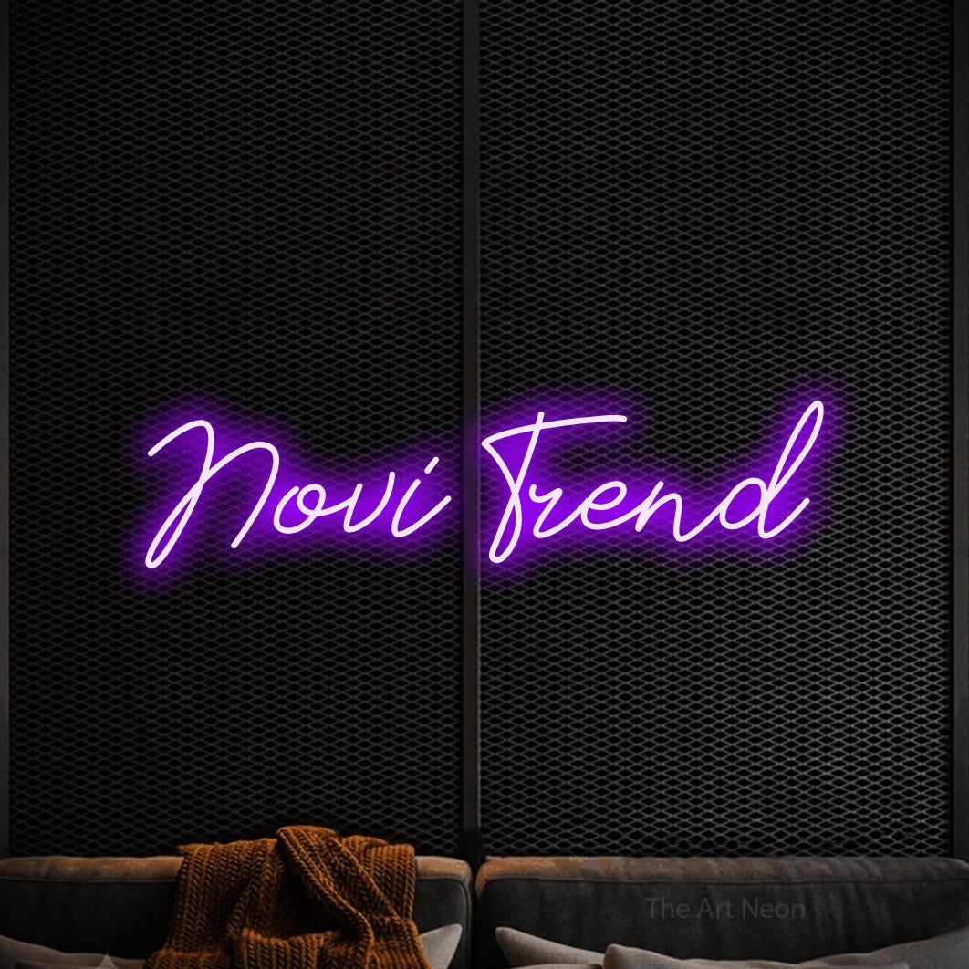 LED neon sign reading “Novi Trend”, arranged in a single line.