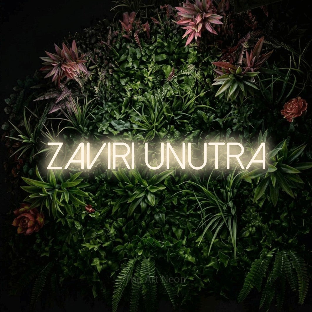 LED neon sign reading “Zaviri Unutra”, arranged in a single line.
