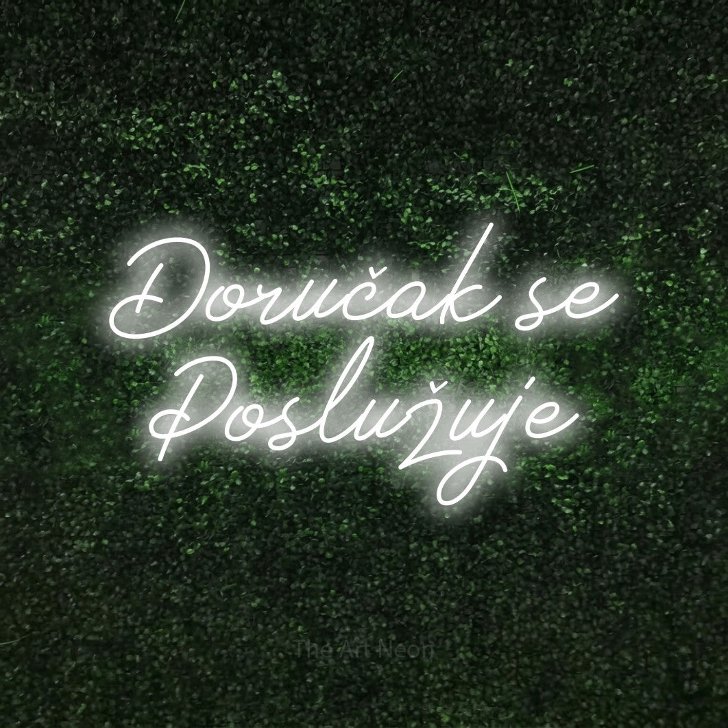 LED neon sign reading “Doručak se Poslužuje”, arranged in two lines.