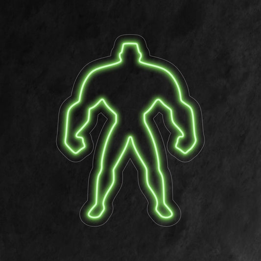 "Hulk Neon Sign" - A bold and powerful addition to superhero-themed spaces, featuring the iconic character Hulk for a dynamic and energetic atmosphere.