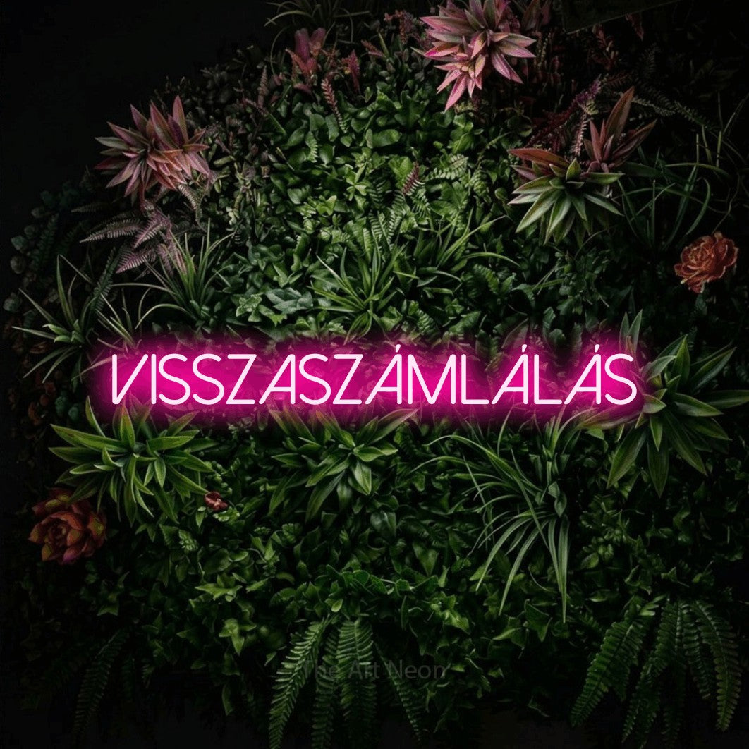 LED neon sign reading “Visszaszámlálás”, arranged in a single line.