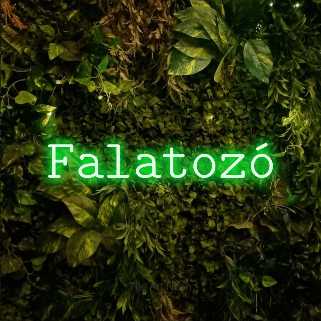 LED neon sign reading “Falatozó”, arranged in a single line.