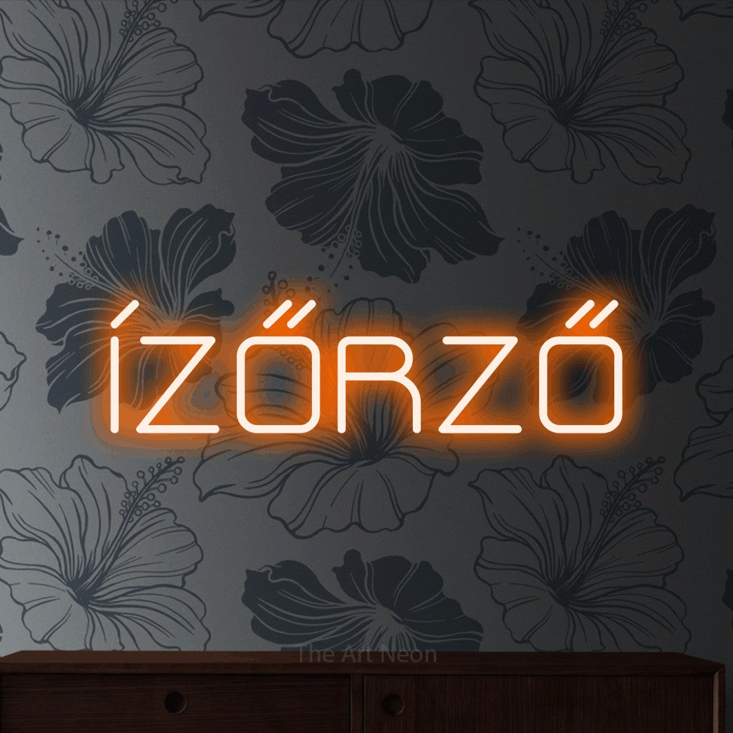 LED neon sign reading “ÍZŐRZŐ”, arranged in a single line.