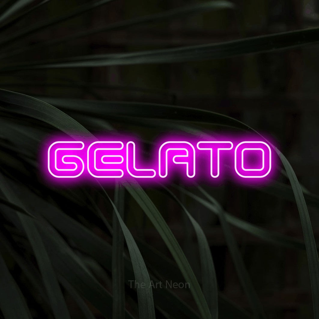 LED neon sign reading “GELATO”, arranged in a single line.