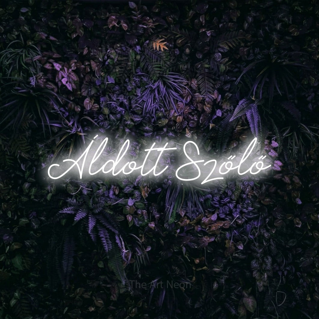 LED neon sign reading “Áldott Szőlő”, arranged in a single line.