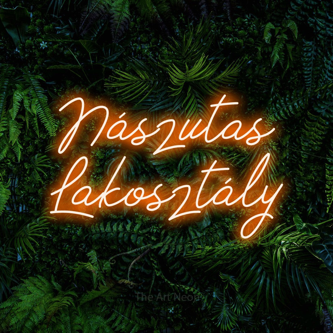 LED neon sign reading “Nászutas Lakosztály”, arranged in two lines.