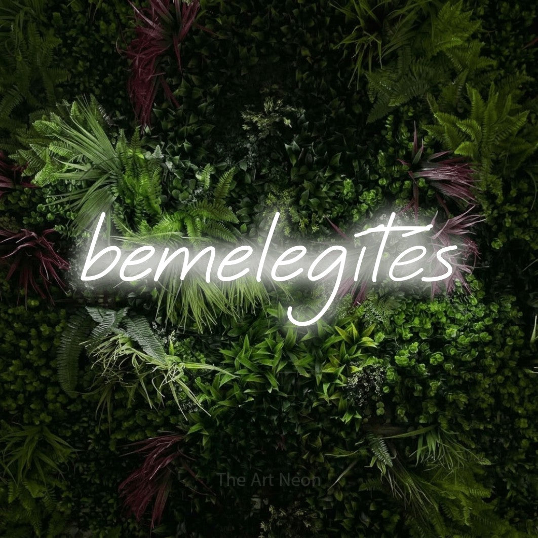LED neon sign reading “bemelegítés”, arranged in a single line.