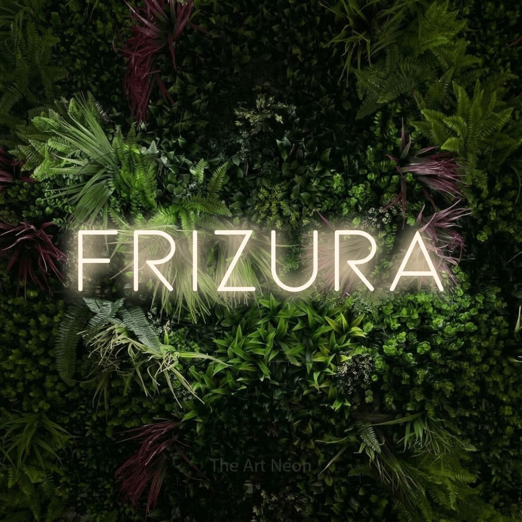 LED neon sign reading “Frizura”, arranged in a single line.
