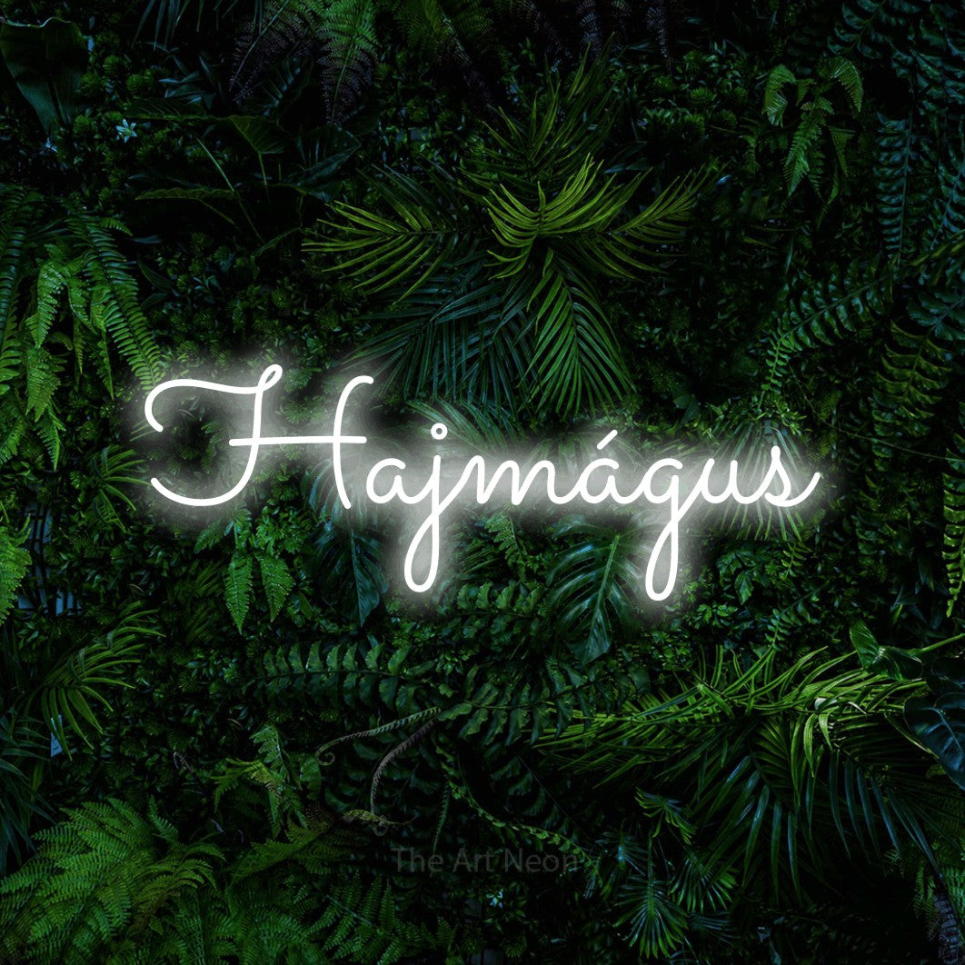 LED neon sign reading “Hajmágus”, arranged in a single line.