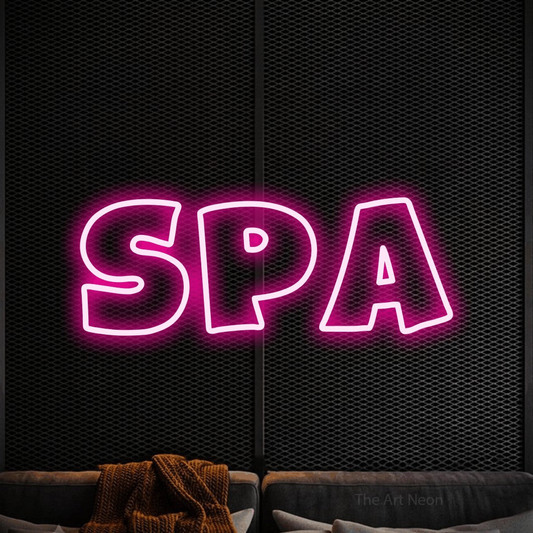 LED neon sign reading “SPA”, arranged in a single line.