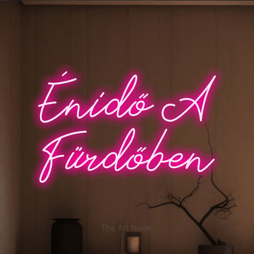 LED neon sign reading “Énidő A Fürdőben”, arranged in two lines.