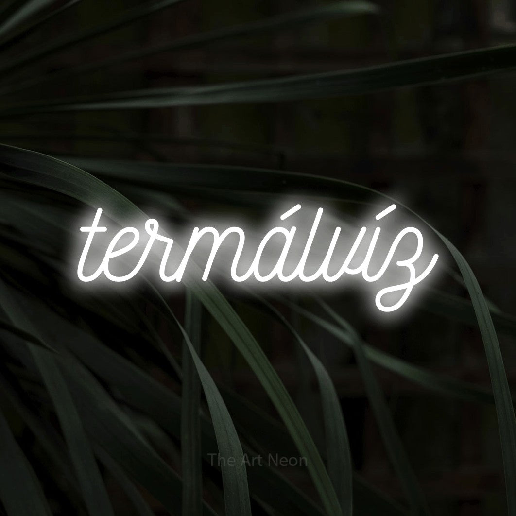 LED neon sign reading “termálvíz”, arranged in a single line.