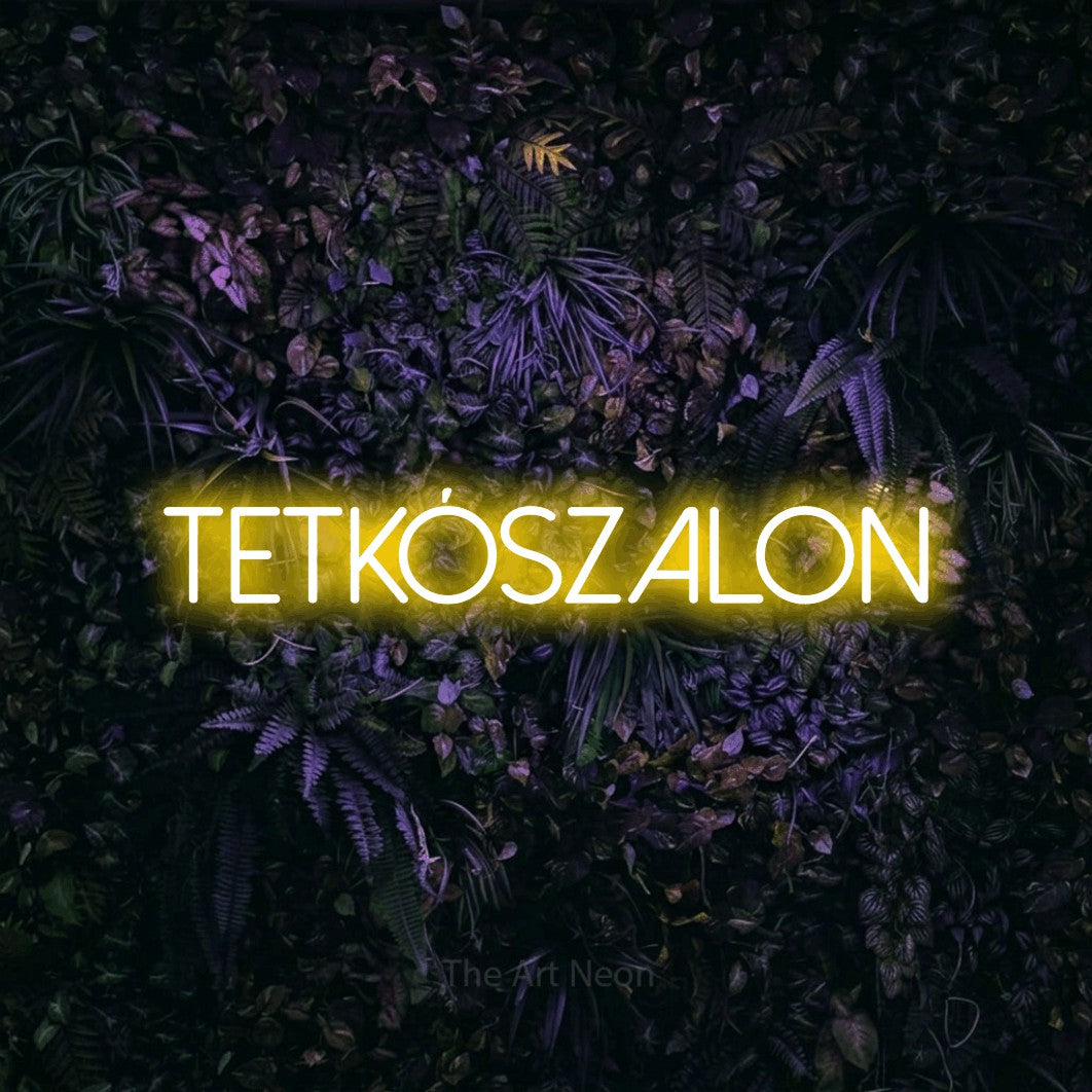 LED neon sign reading “TETKÓSZALON”, arranged in a single line.