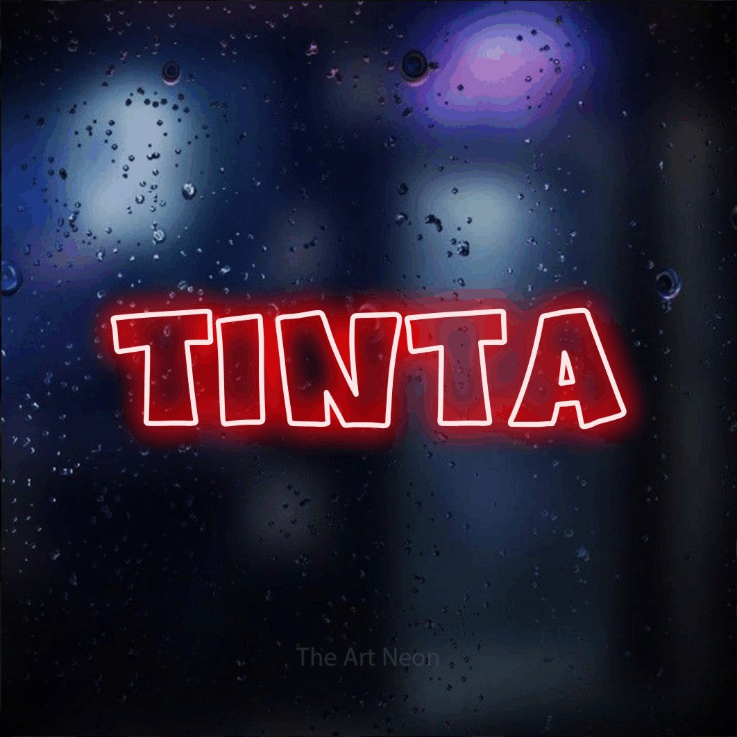 LED neon sign reading “TINTA”, arranged in a single line.