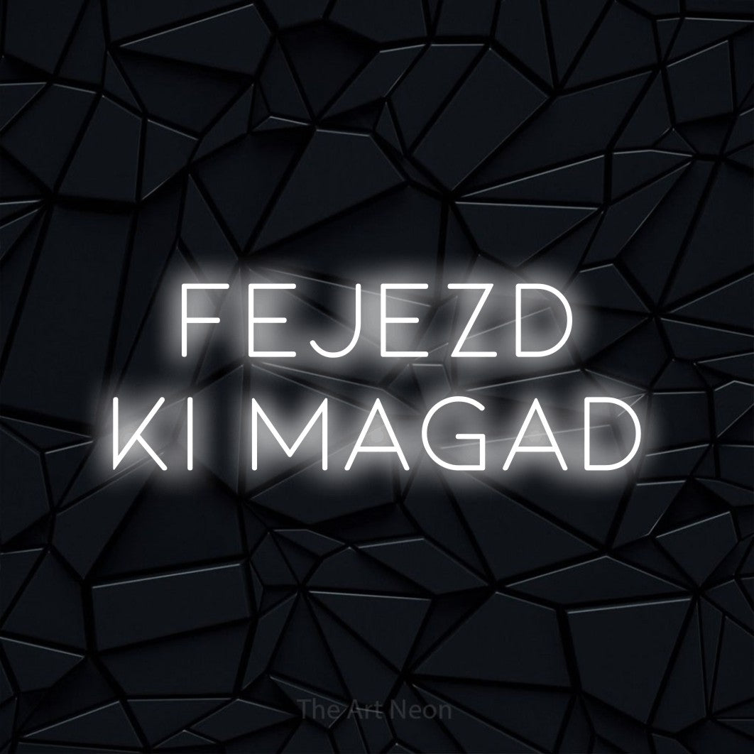 LED neon sign reading “Fejezd Ki Magad”, arranged in two lines.