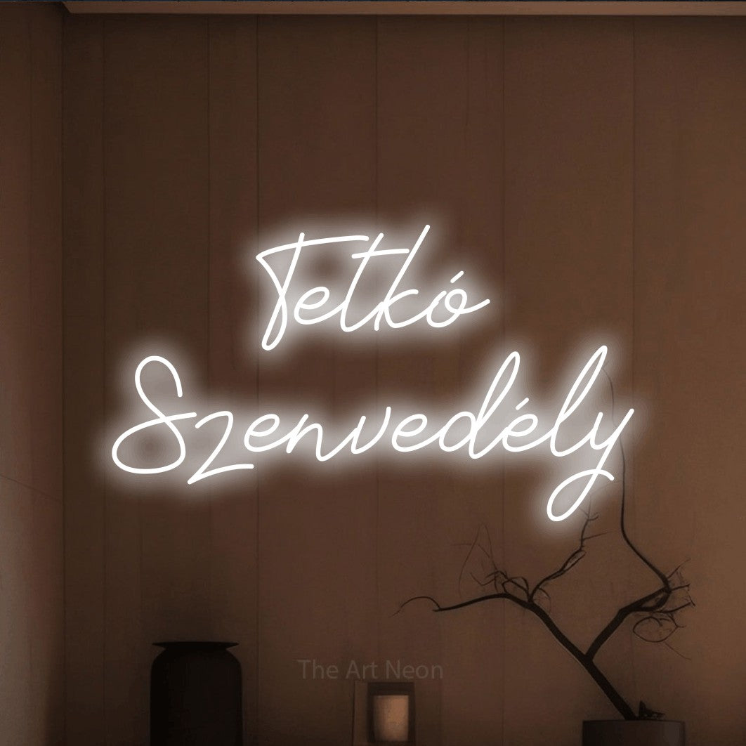 LED neon sign reading “Tetkó Szenvedély”, arranged in two lines.