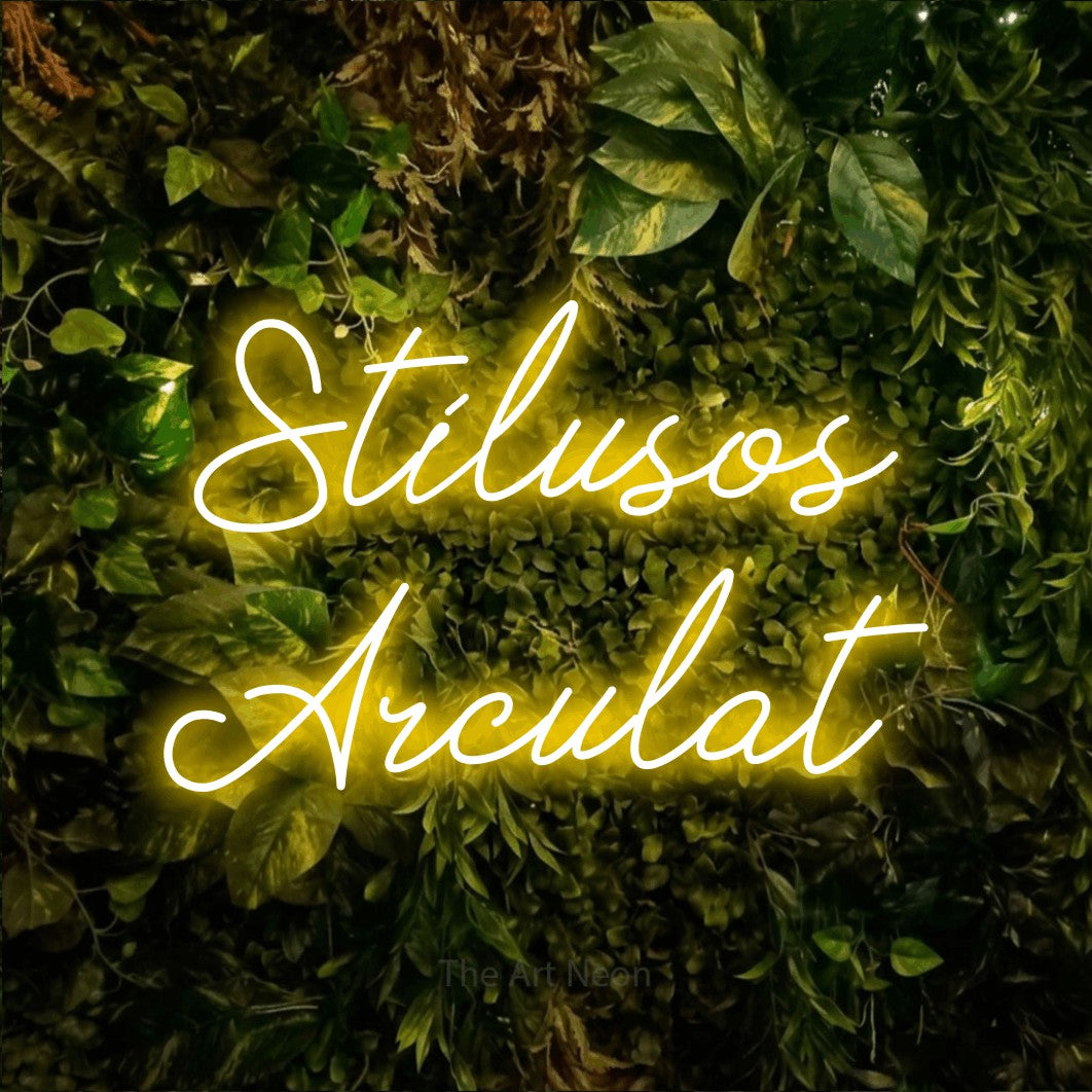 LED neon sign reading “Stílusos Arculat”, arranged in two lines.