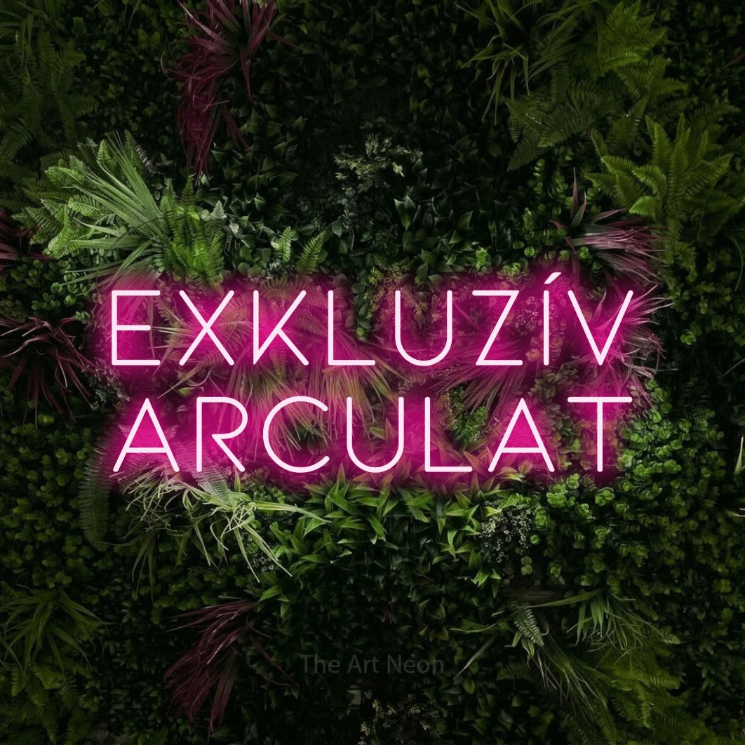 LED neon sign reading “Exkluzív Arculat”, arranged in two lines.