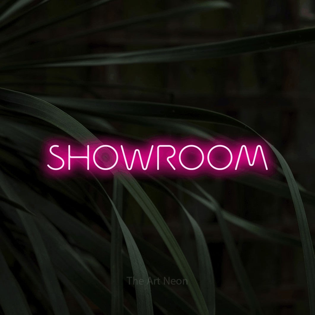 LED neon sign reading “SHOWROOM”, arranged in a single line.