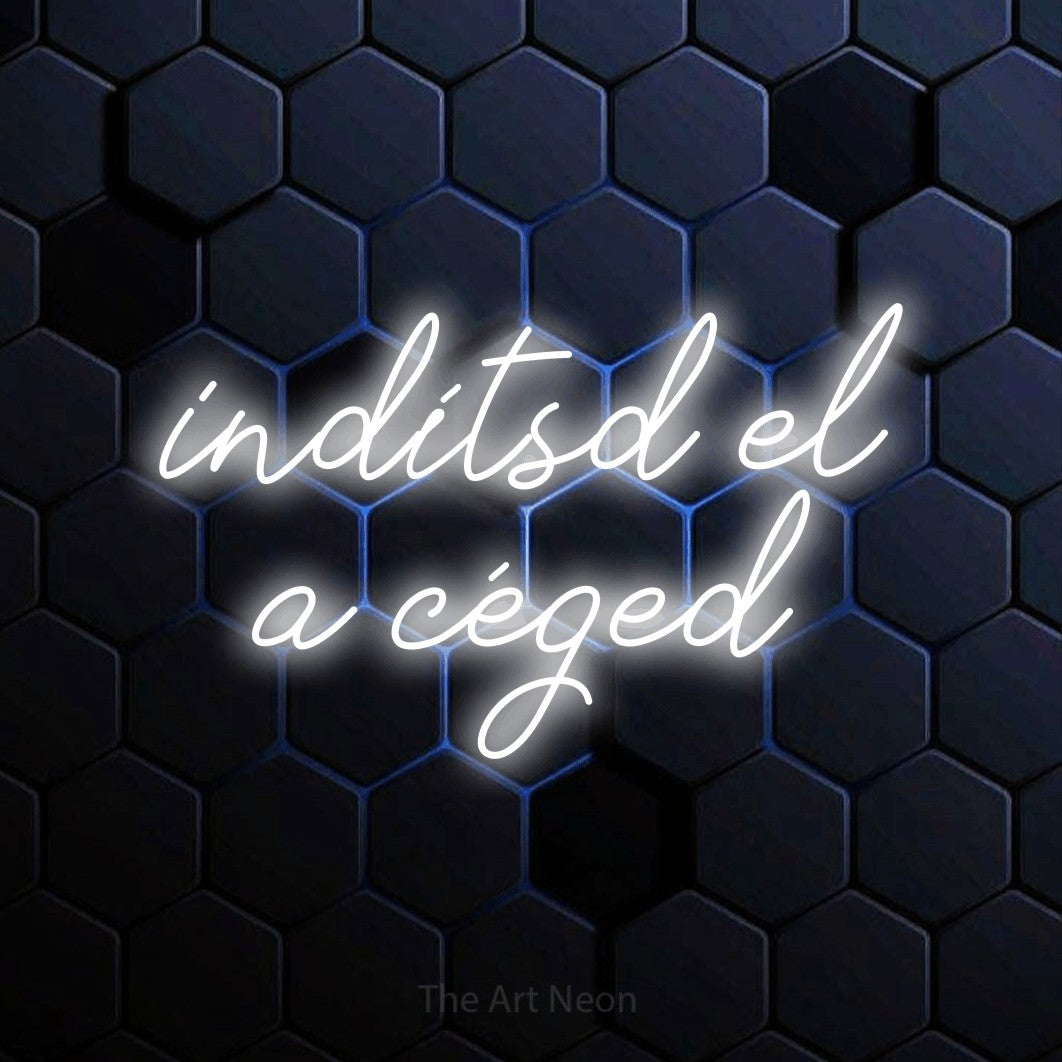 LED neon sign reading “indítsd el a céged”, arranged in two lines.